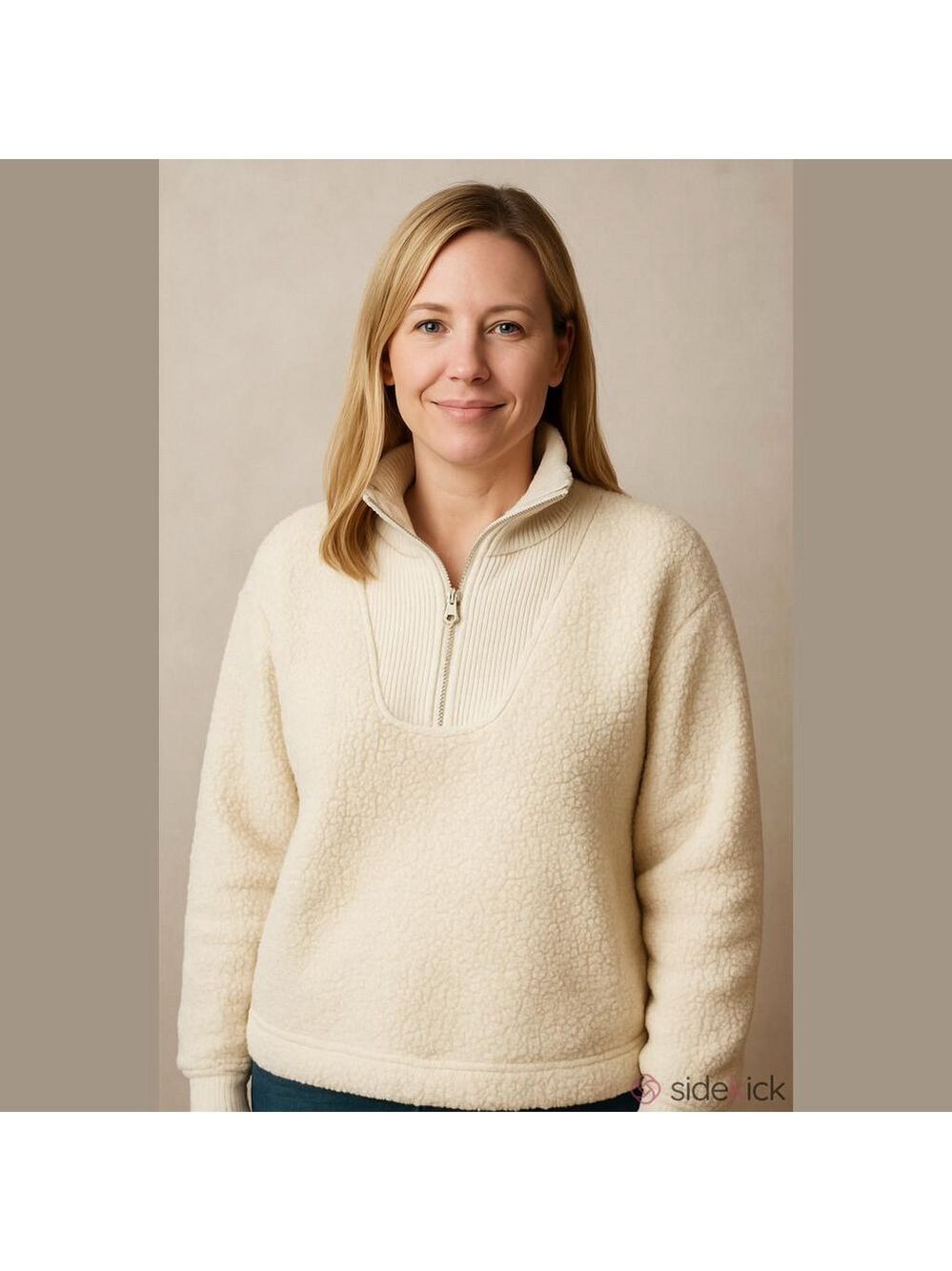 Size XL Aerie cream coloured Sherpa Quarter zip pull over sweater